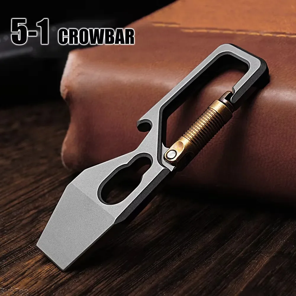 Titanium Pry Bar - 6 cm 5-1 Çok fonksiyonlu Anahtarlık